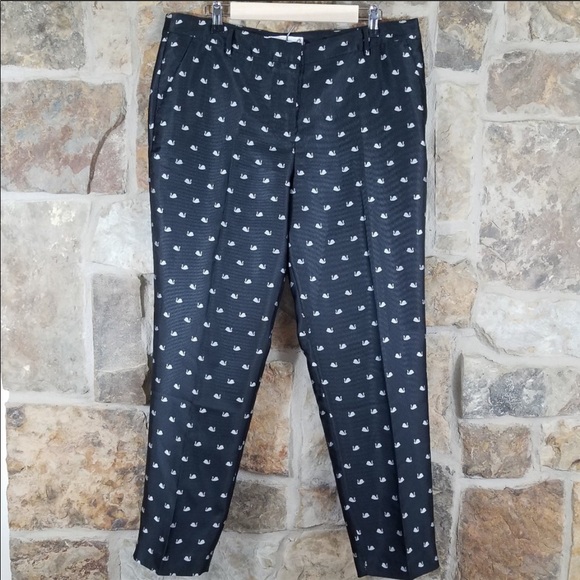 Talbots 14 Swan Print Ankle Slacks Pants - Picture 4 of 6